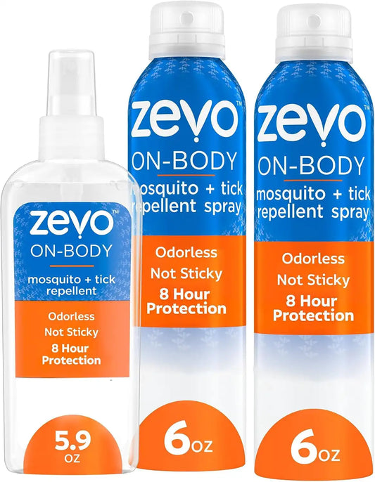 Zevo On-Body Tick & Mosquito Repellent Spray, 1 Pump & 2 Aerosol Bottles