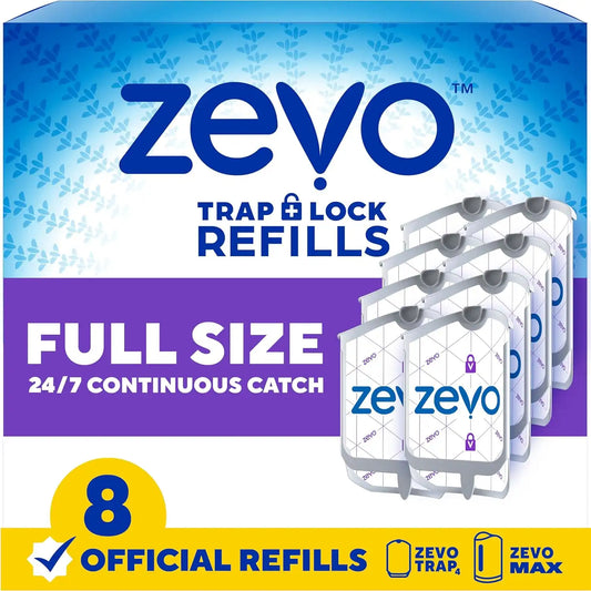 Zevo Flying Insect Trap Refill Cartridges for Fruit Flies & Gnats, 8 Count